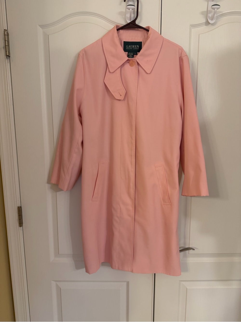 Ralph Lauren Soft Pink Single-Breasted Trench Coat